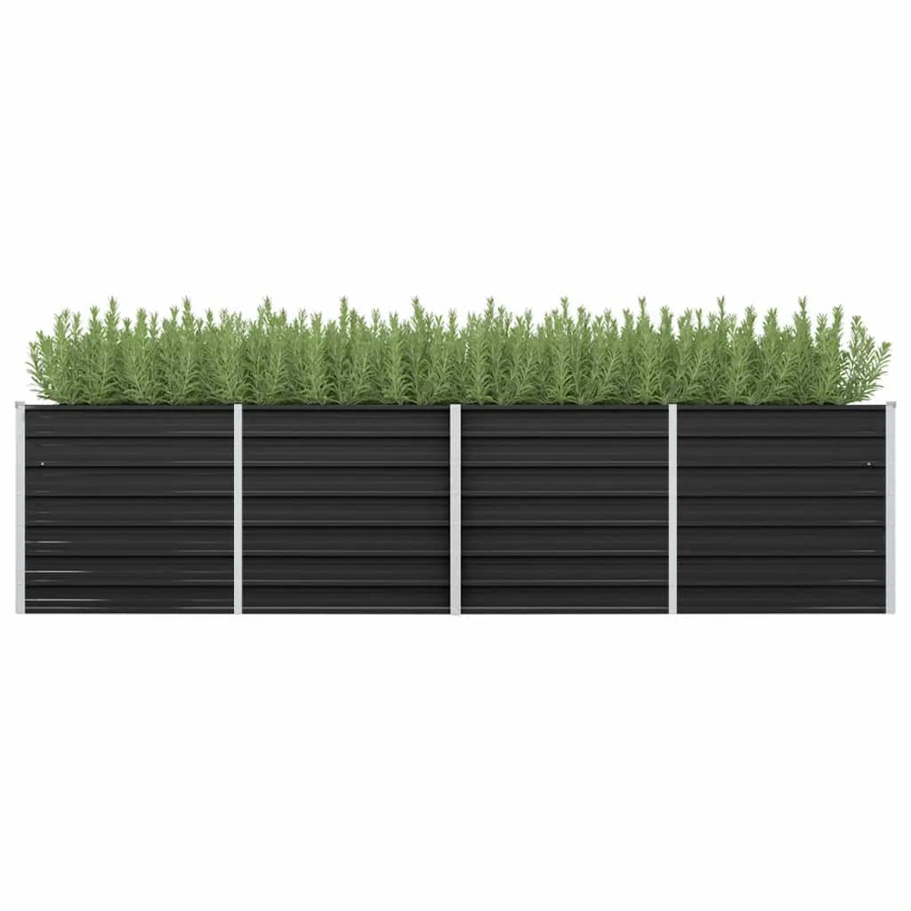 Garten-Hochbeet Anthrazit 320 x 80 x 77 cm Verzinkter Stahl Hochbeet Gemüsebeet