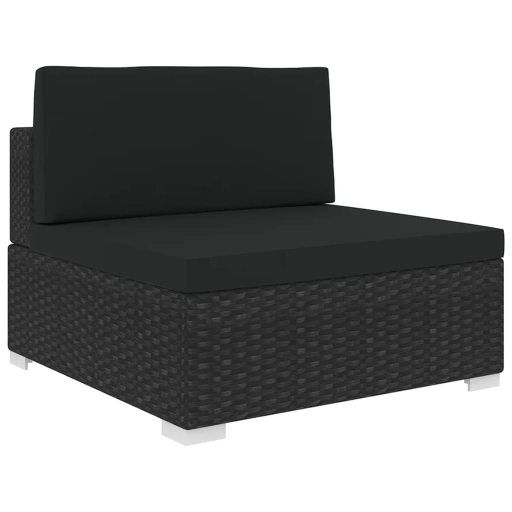 Garten Sofa Mittelteil Schwarz Poly Rattan Inkl. Bequeme Auflagen Kombinierbar