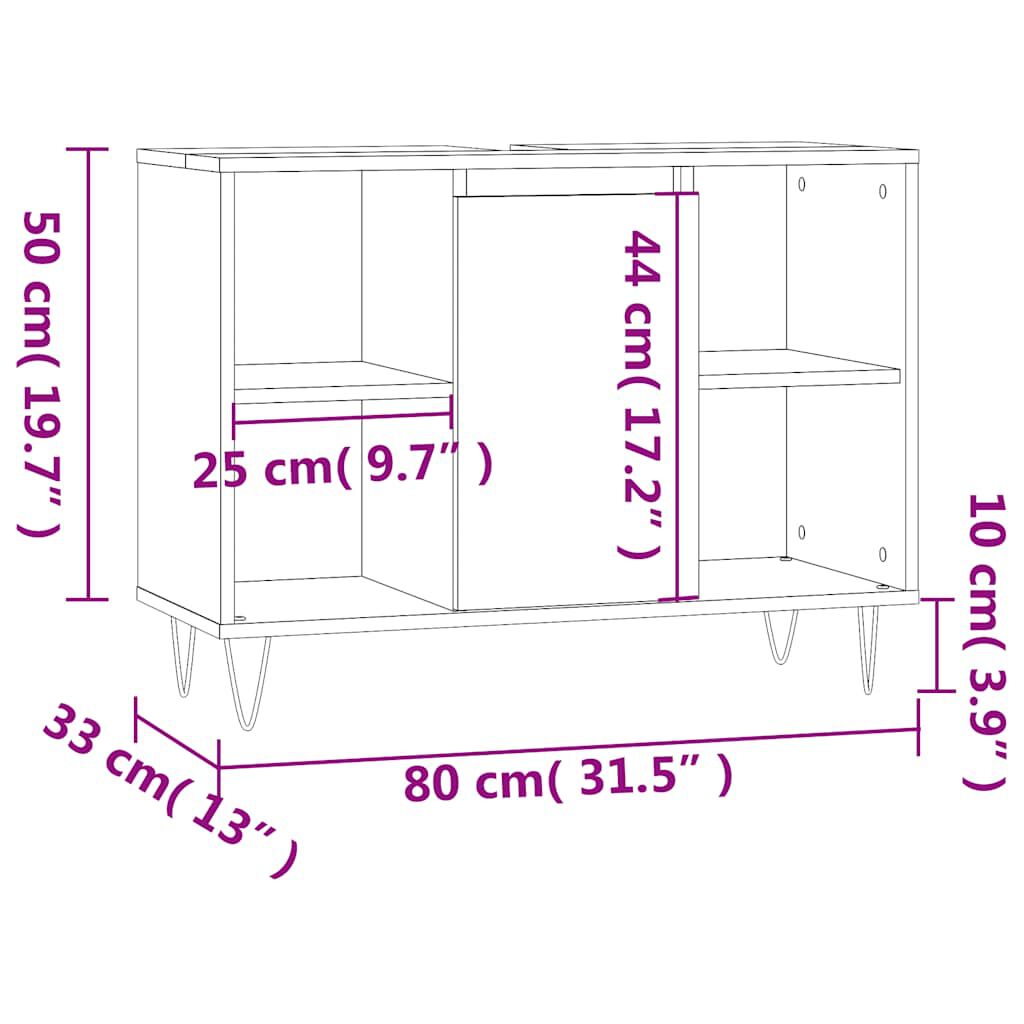 Badschrank Schwarz 80x33x60 cm Holzwerkstoff