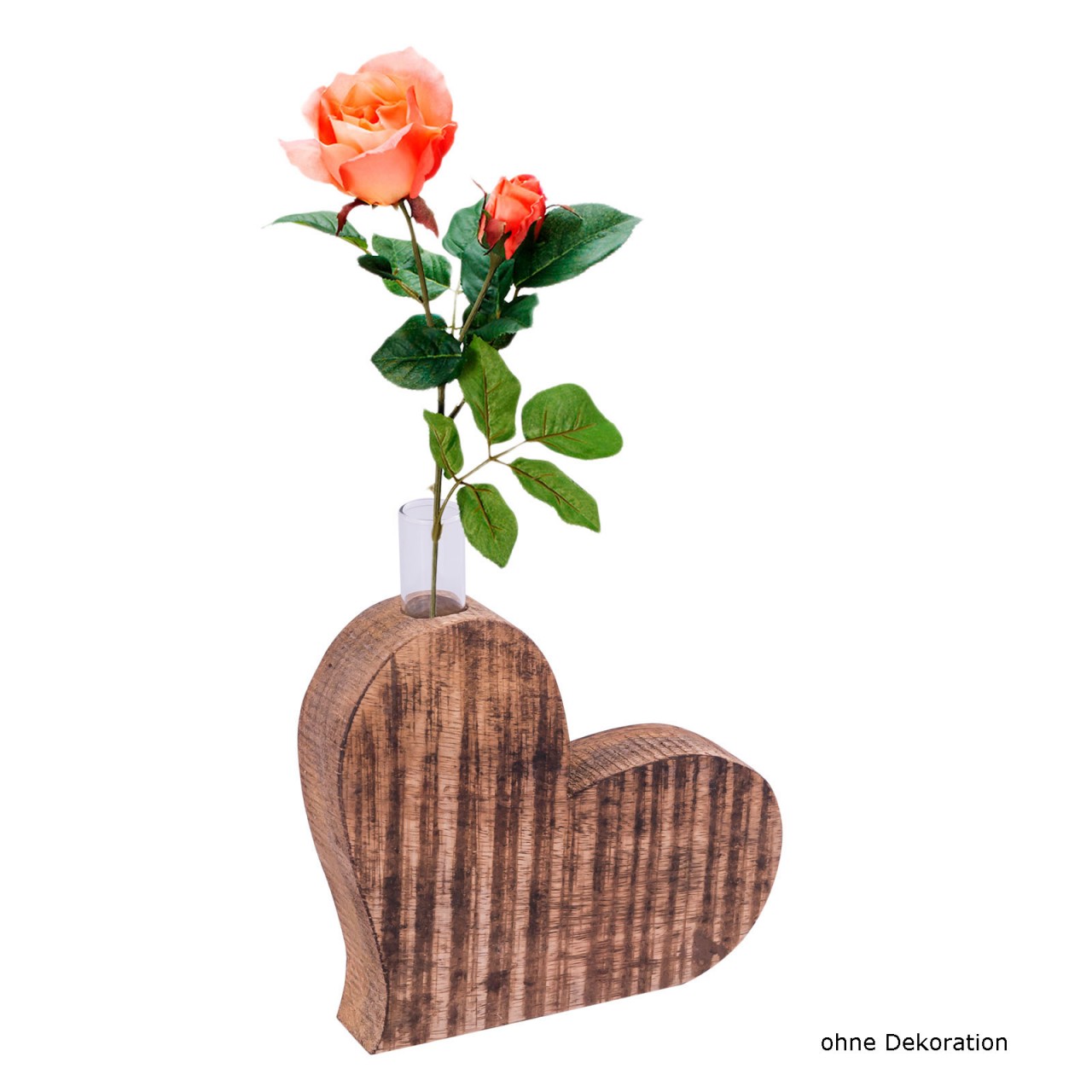 Tischdeko Herzen 3-teilig Blumenvase Hochzeitsgeschenk Hochzeitsdeko Mangoholz massiv