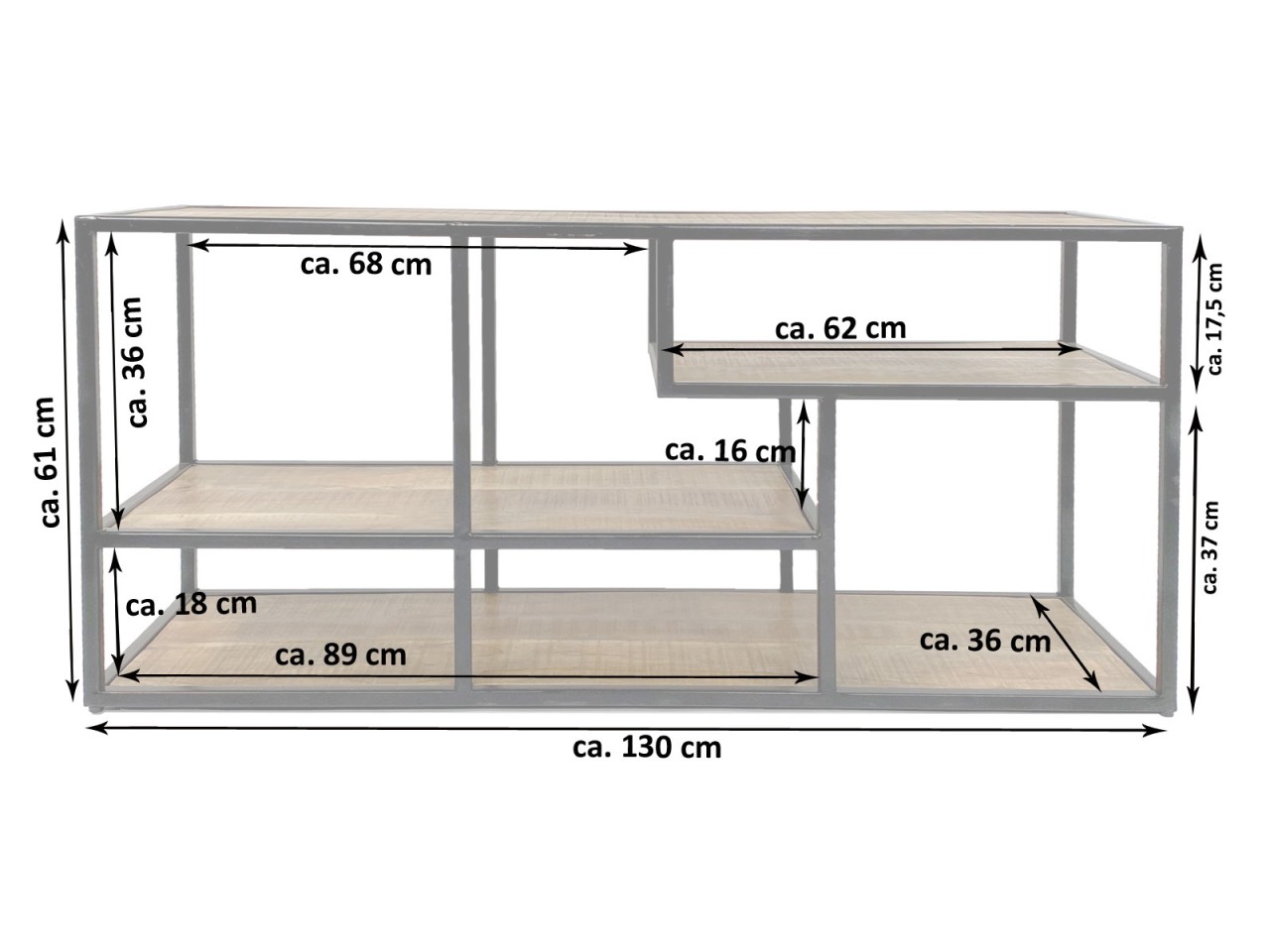 Standregal Raumteiler Bücher Regal Medienregal Bücherbord 130x60x36cm Liverpool Metall-Gestell schwa Standregal Raumteiler Bücher Regal Medienregal Bücherbord 130x60x36cm Liverpool Metall-Gestell schwa