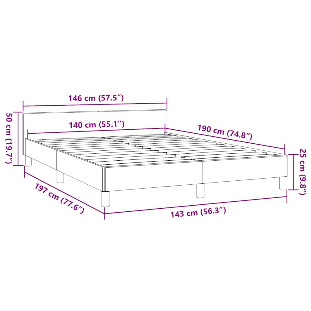 Bettgestell 140x190 cm Taupe Zeitloses Design ohne Matratze Stabil Modern