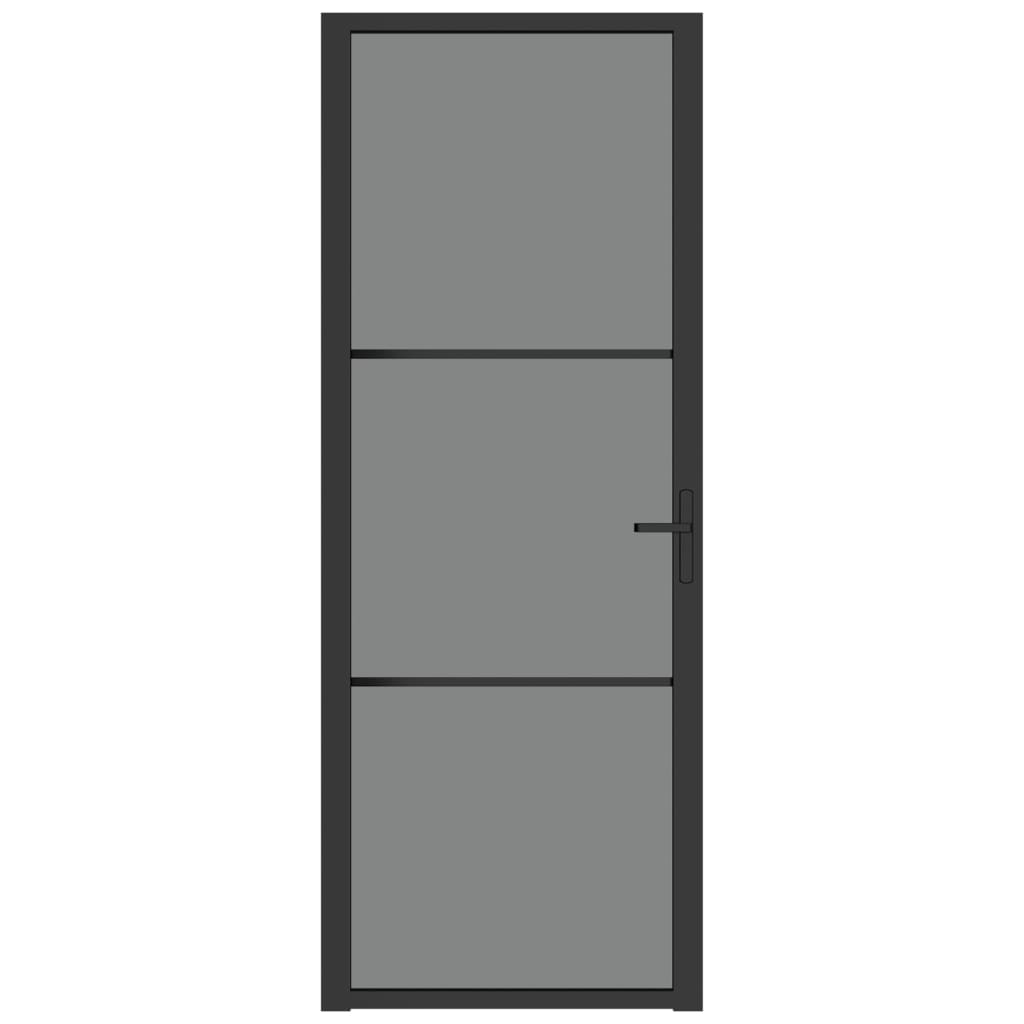 Innentür Tür 76x201,5 cm Schwarz ESG-Glas und Aluminium