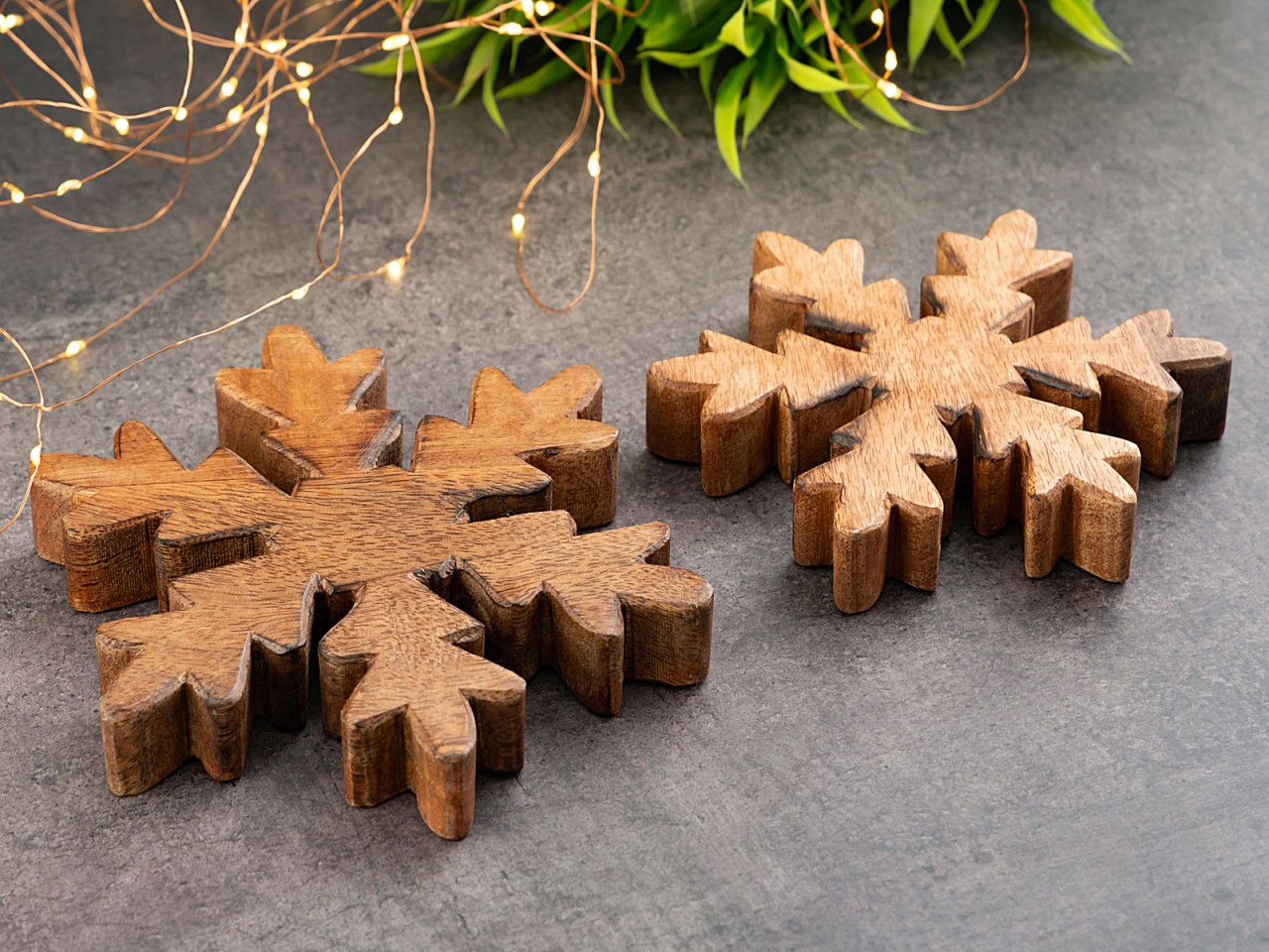 Holzfiguren Schneeflocke 24x 2er Set Masterbox Dekofigur 18x18cm Weihnachtsdekoration