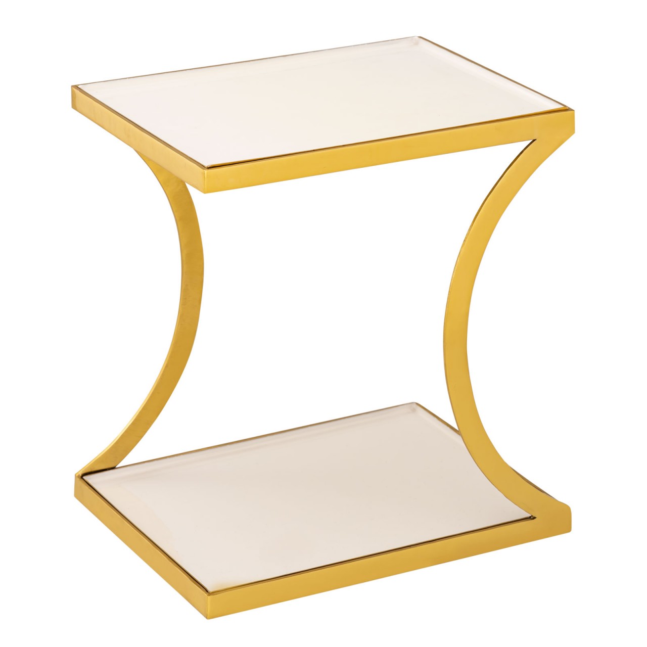 Beistelltisch weiß Dekotisch eckig 40 H 45 cm Lampentisch Sofatisch Eden Tisch Metall gold