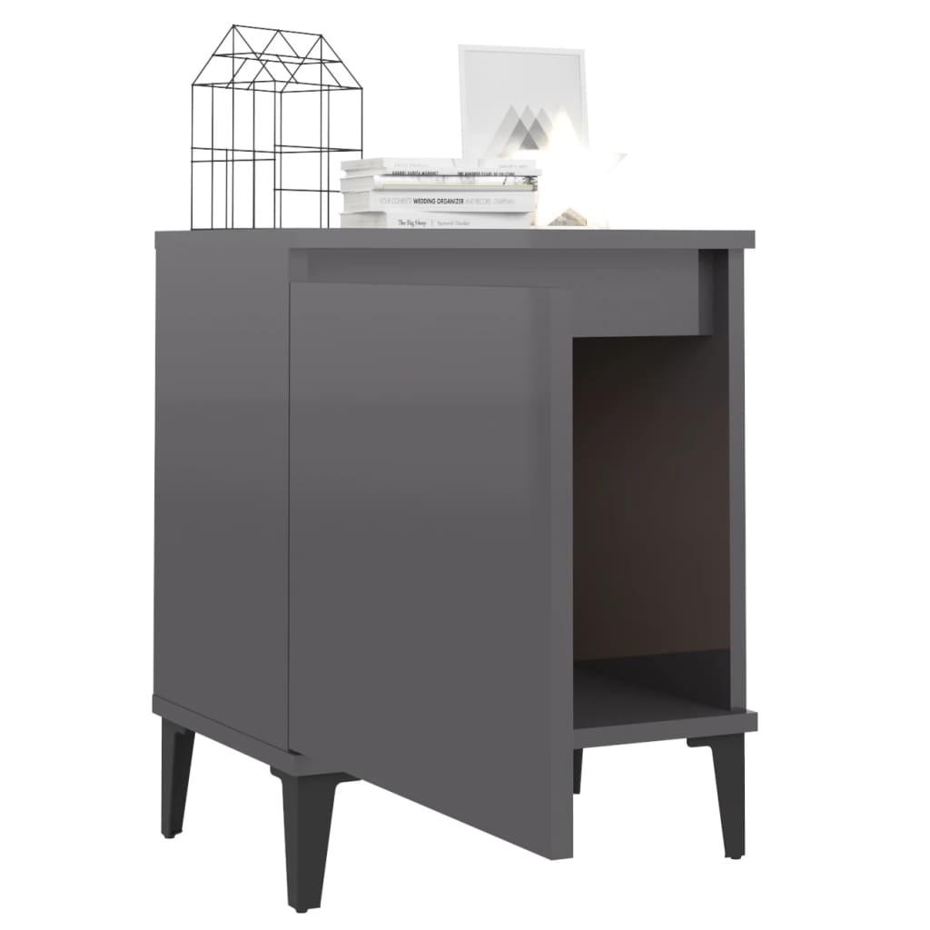 Bettschrank Nachttisch Schubladenschrank Beistelltisch Hochglanz-Grau 40x30x50 cm Modern Schlafzimmermöbel