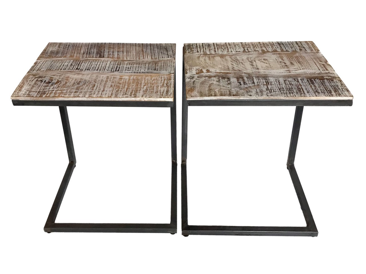 Couchtisch 2er Set B 40 H 51 cm Wohnzimmer-Tisch-Set Beistelltisch Atlanta Metall Gestell