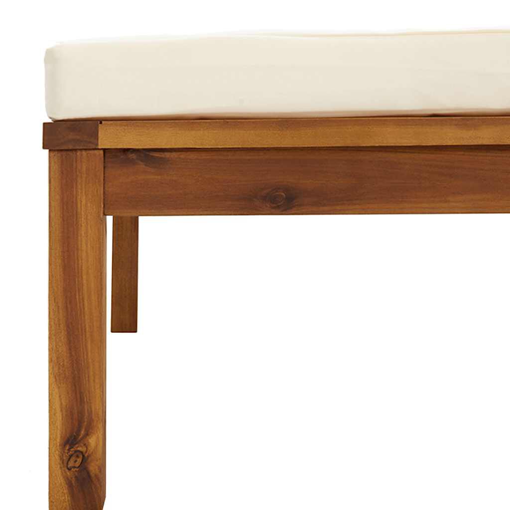 3-tlg. Garten-Lounge-Set mit Cremeweißen Kissen Akazienholz