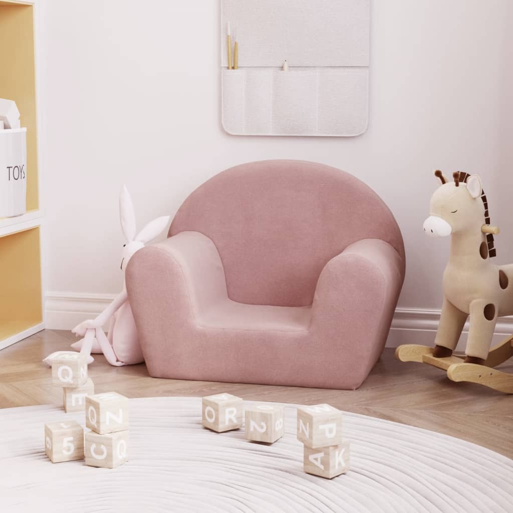Kindersofa Rosa Weich Plüsch gemütlich und kuschelig Kinderzimmer Spielzimmer