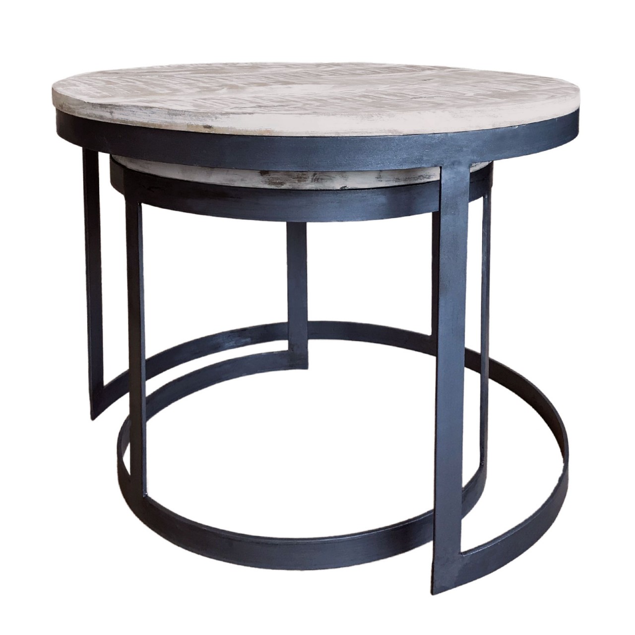 Couchtisch 2er Set Beistelltisch Wohnzimmer-Tisch rund Austin Metall-Gestell altsilber o. schwarz Couchtisch 2er Set Beistelltisch Wohnzimmer-Tisch rund Austin Metall-Gestell altsilber o. schwarz