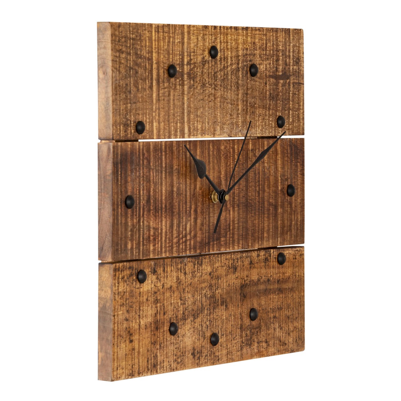 Holzuhr Wanduhr 30x30cm Holz Wohnzimmer lautlos quadratisch aus Mangoholz massiv