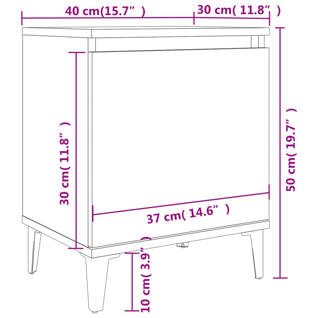 Bettschrank Nachttisch Schubladenschrank Beistelltisch Hochglanz-Grau 40x30x50 cm Modern Schlafzimmermöbel