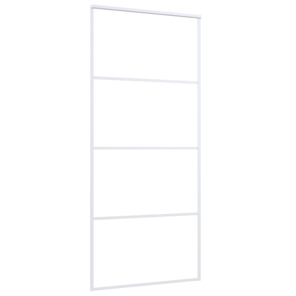vidaXL Schiebetür ESG-Glas und Aluminium 90x205 cm Weiß