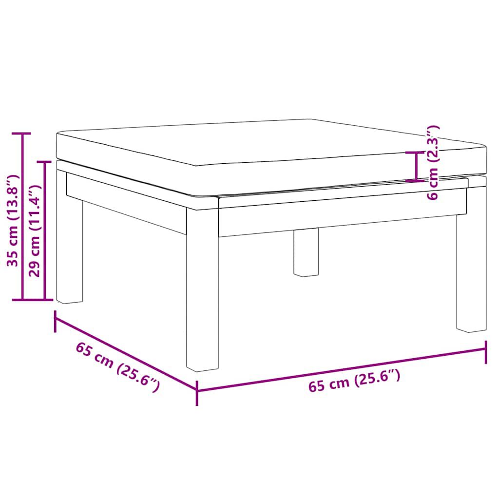 3-tlg. Garten-Lounge-Set mit Cremeweißen Kissen Akazienholz