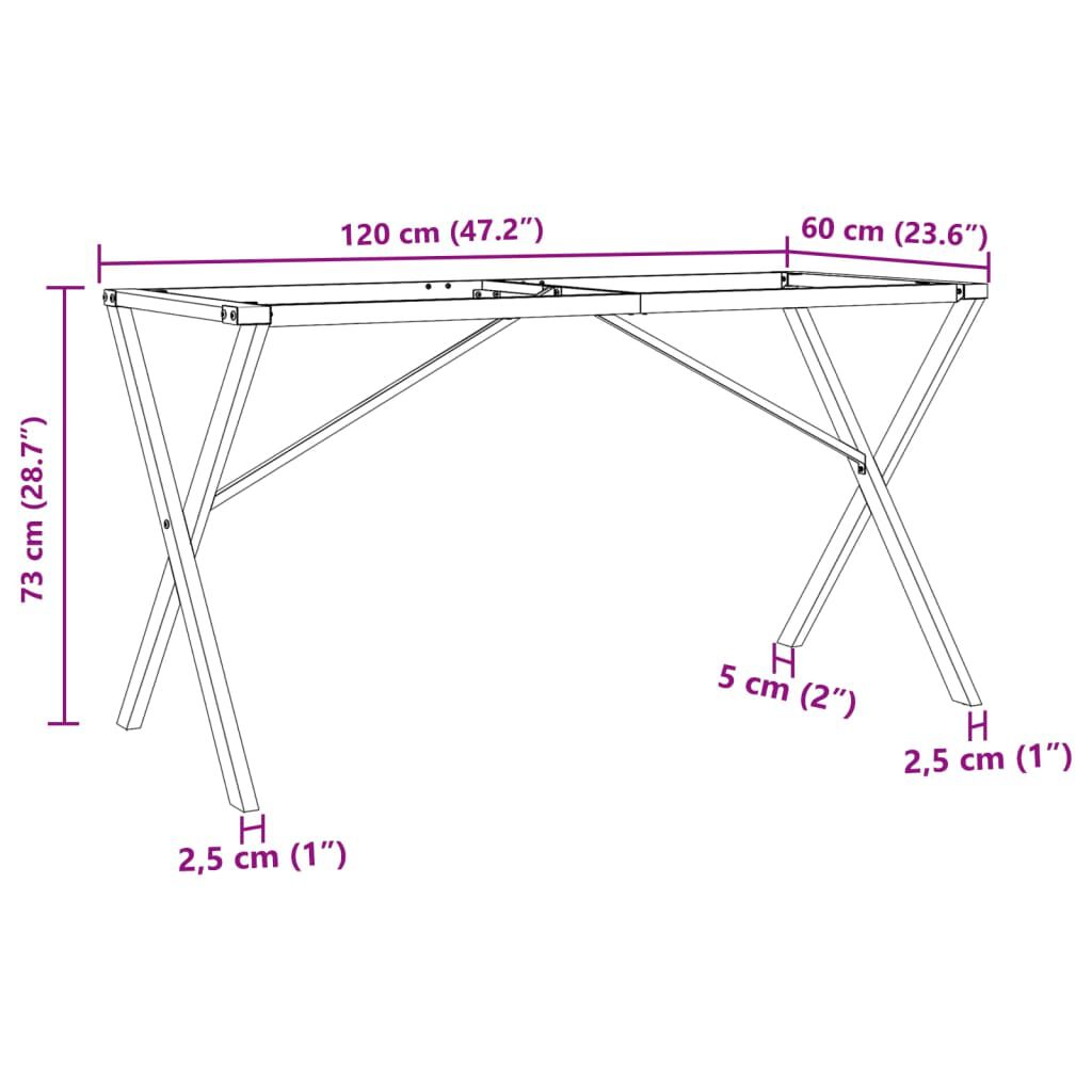 Esstisch-Gestell in X-Form 120x60x73 cm Stahl