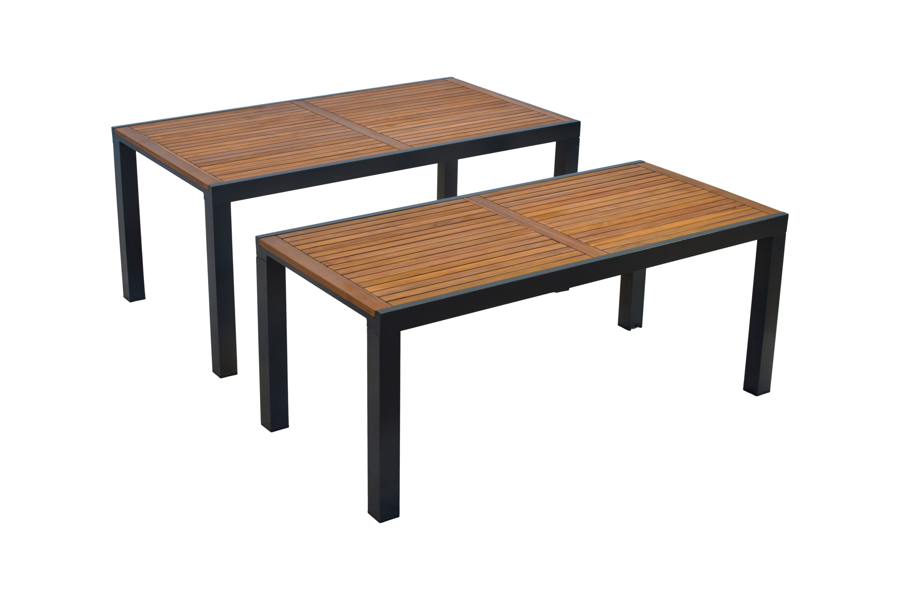 Merxx Astros Gartenmöbel Set für 10 Personen 21 teilig aus Aluminium und FSC Akazienholz mit Flex Ausziehtisch 180x180 cm 10 verstellbare Klappsessel mit Akazienholz Armlehnen und graue Kissen