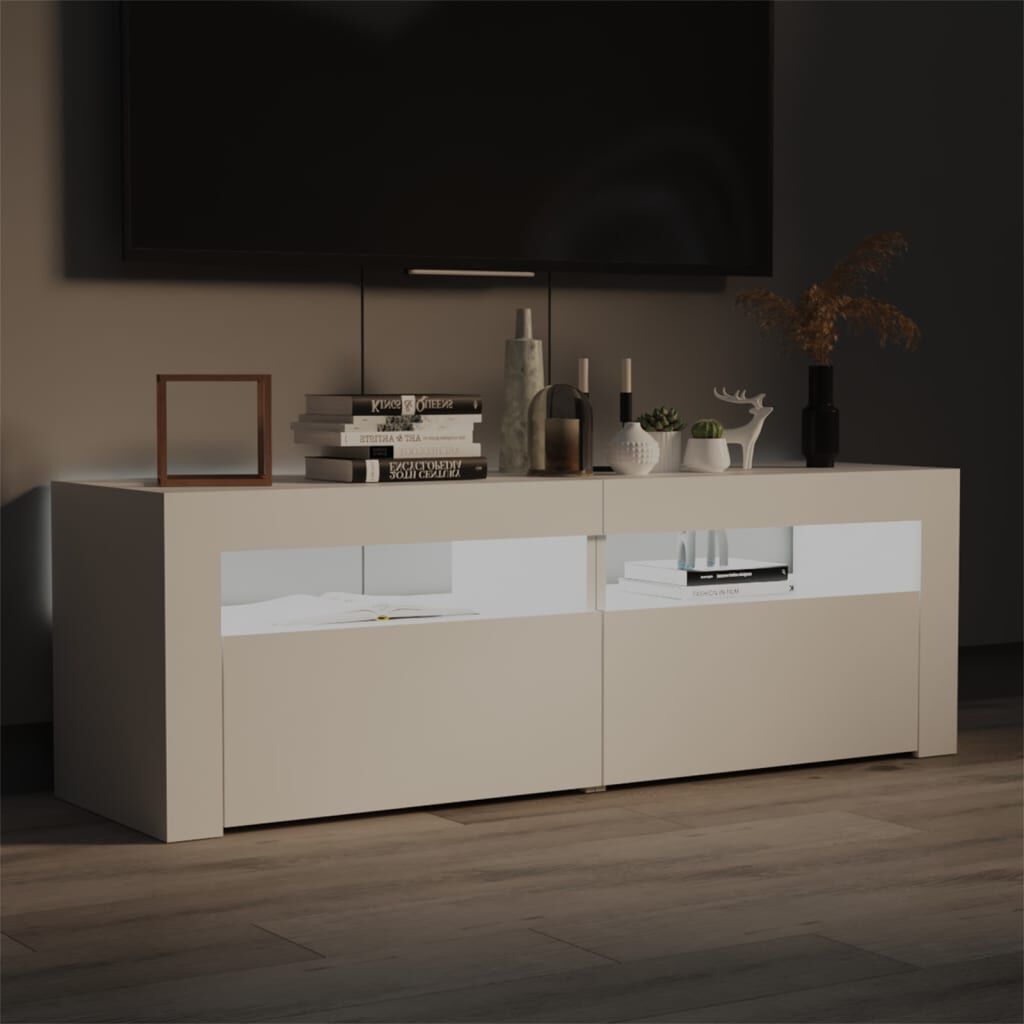 TV-Schrank Weiß 120 x 35 x 40 cm mit LED-Beleuchtung modern schlicht