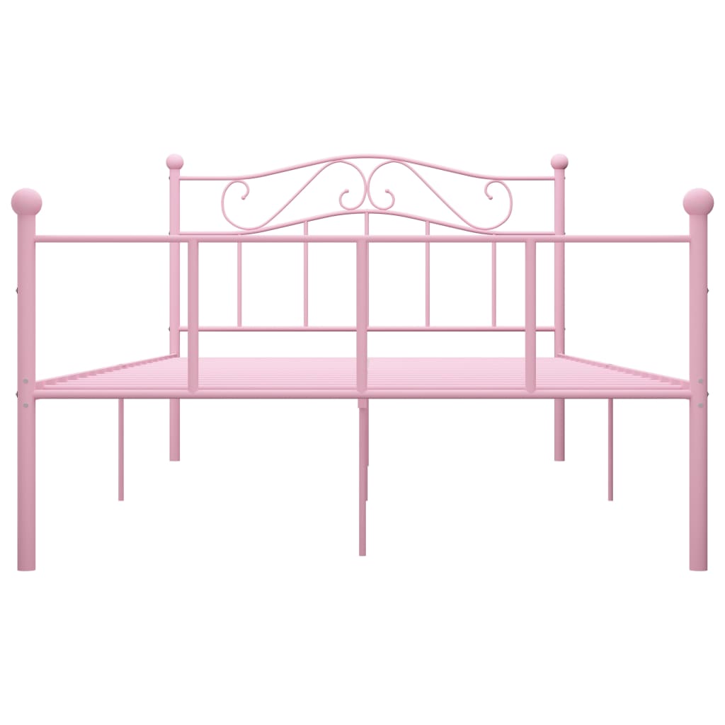 Bettgestell rosa Metall 140x200 cm für modernes Schlafzimmer stilvoll elegant