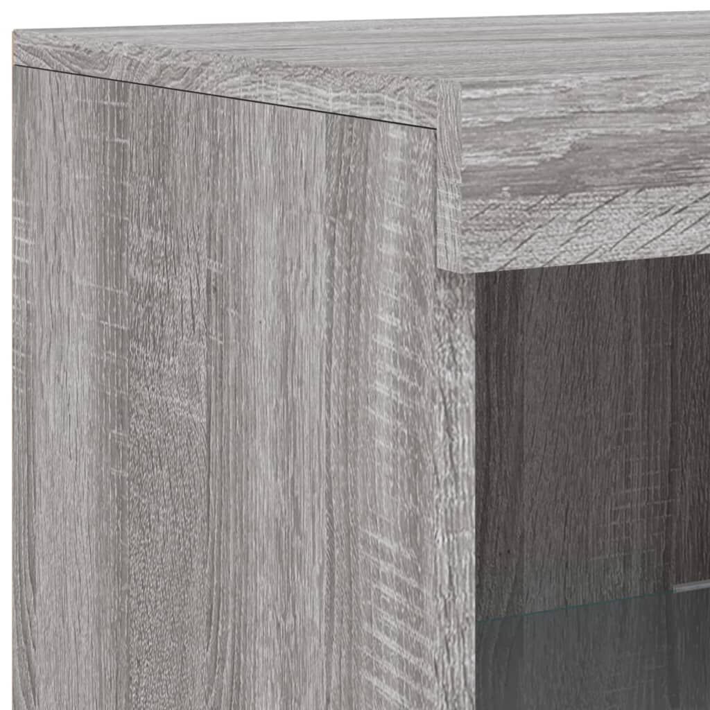 Schrank Sideboard mit LED Beleuchtung Grau Sonoma für Wohnzimmer & Flur