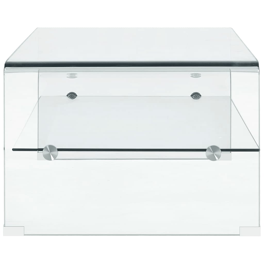 Klarer Couchtisch 98 x 45 x 31 cm aus gehärtetem Glas