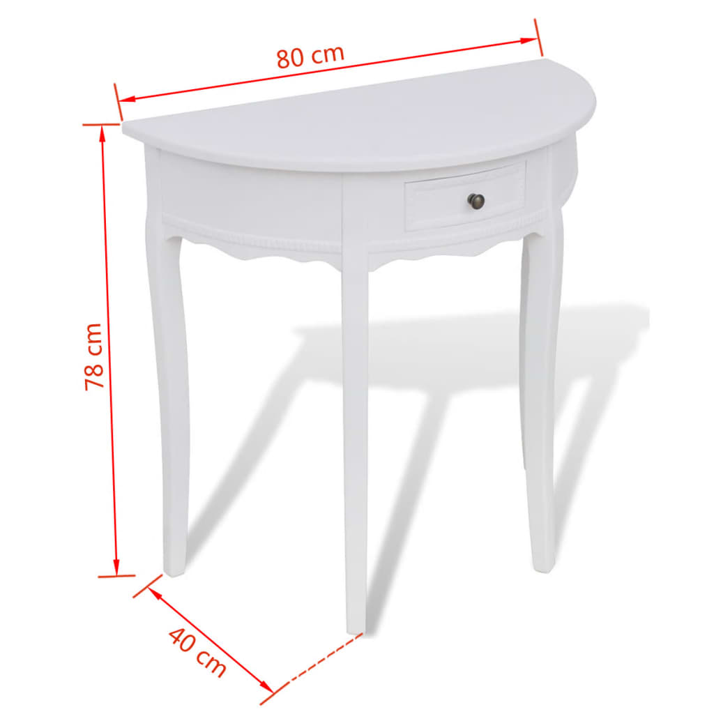 Konsolentisch mit Schublade halbrund weiß modern elegant stilvoll praktisch