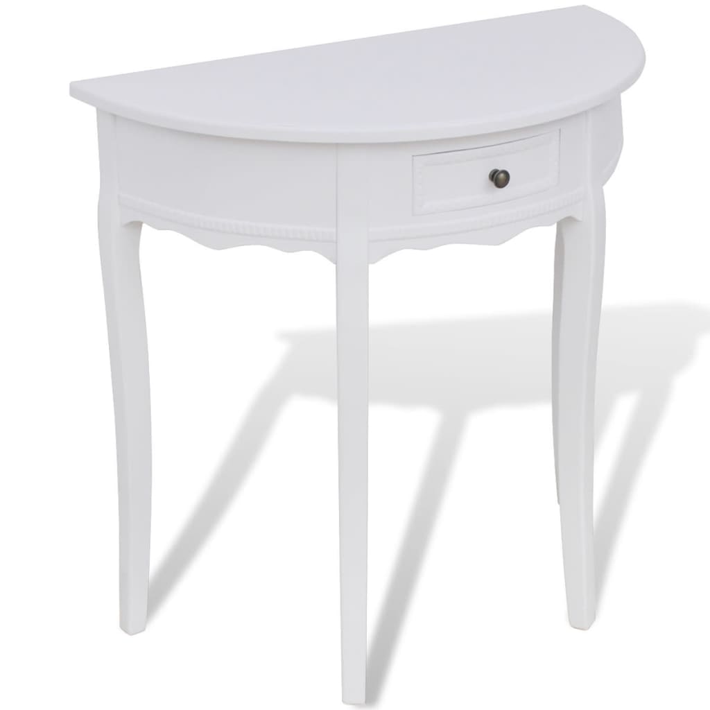 Konsolentisch mit Schublade halbrund weiß modern elegant stilvoll praktisch