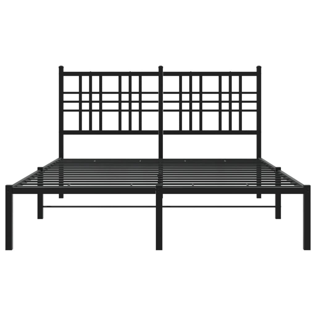 Bettgestell mit Kopfteil Metall Schwarz 120x190 cm
