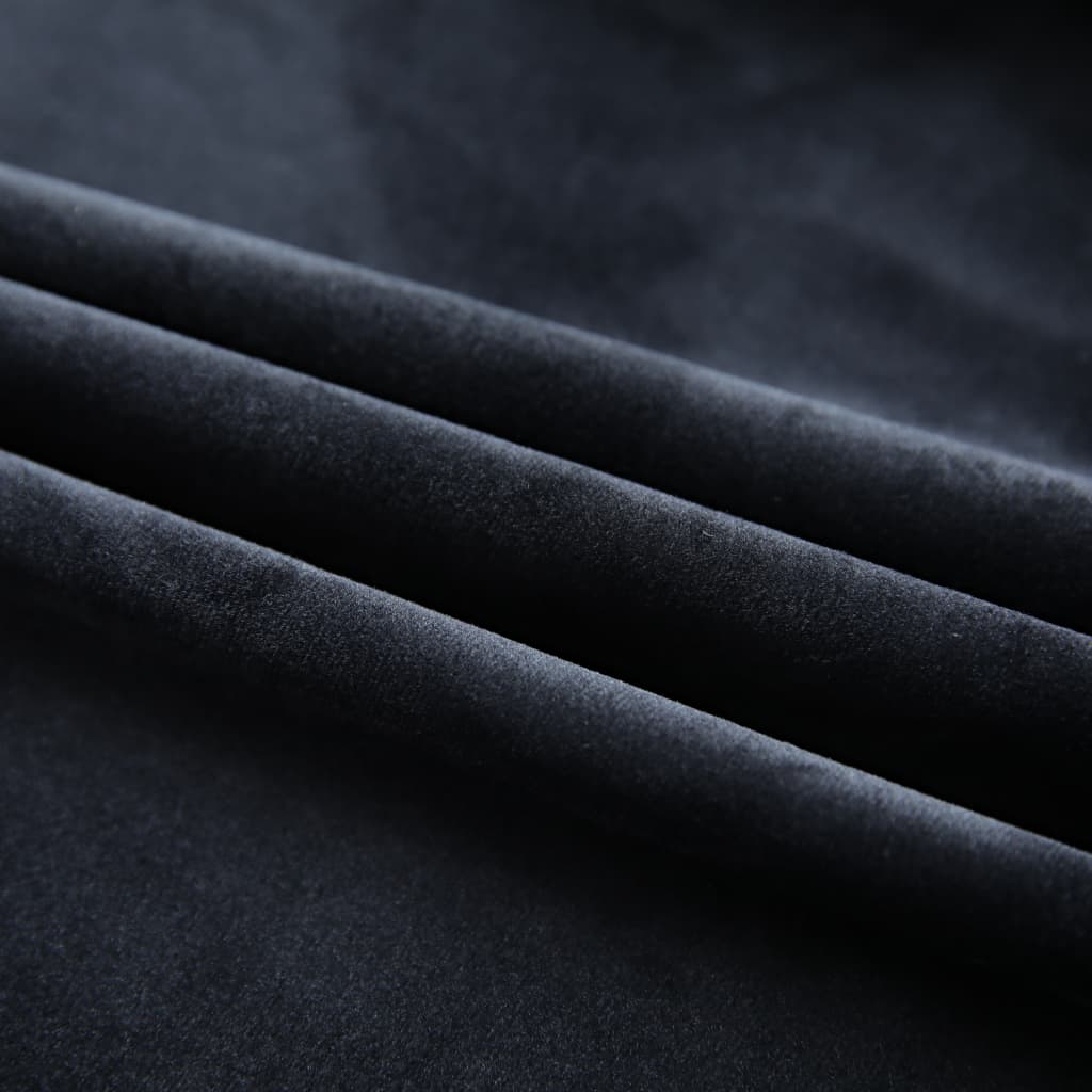 Verdunkelungsvorhänge Thermovorhänge Blickdicht Gardinen Fensterdeko  2 Stk. mit Haken Samt Schwarz 140x175 cm Modern