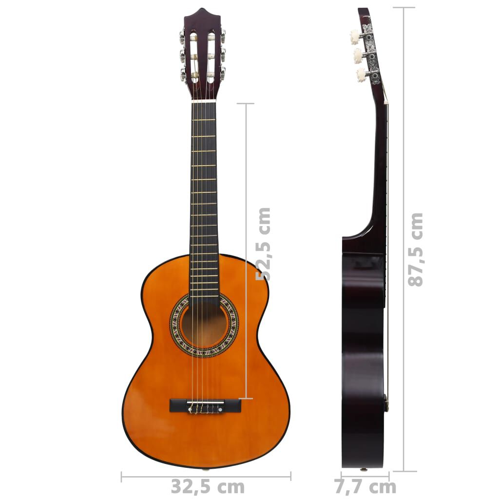 Anfänger Gitarre Gitarrenset 34 Zoll Klassikgitarre mit 8 Zubehörteilen