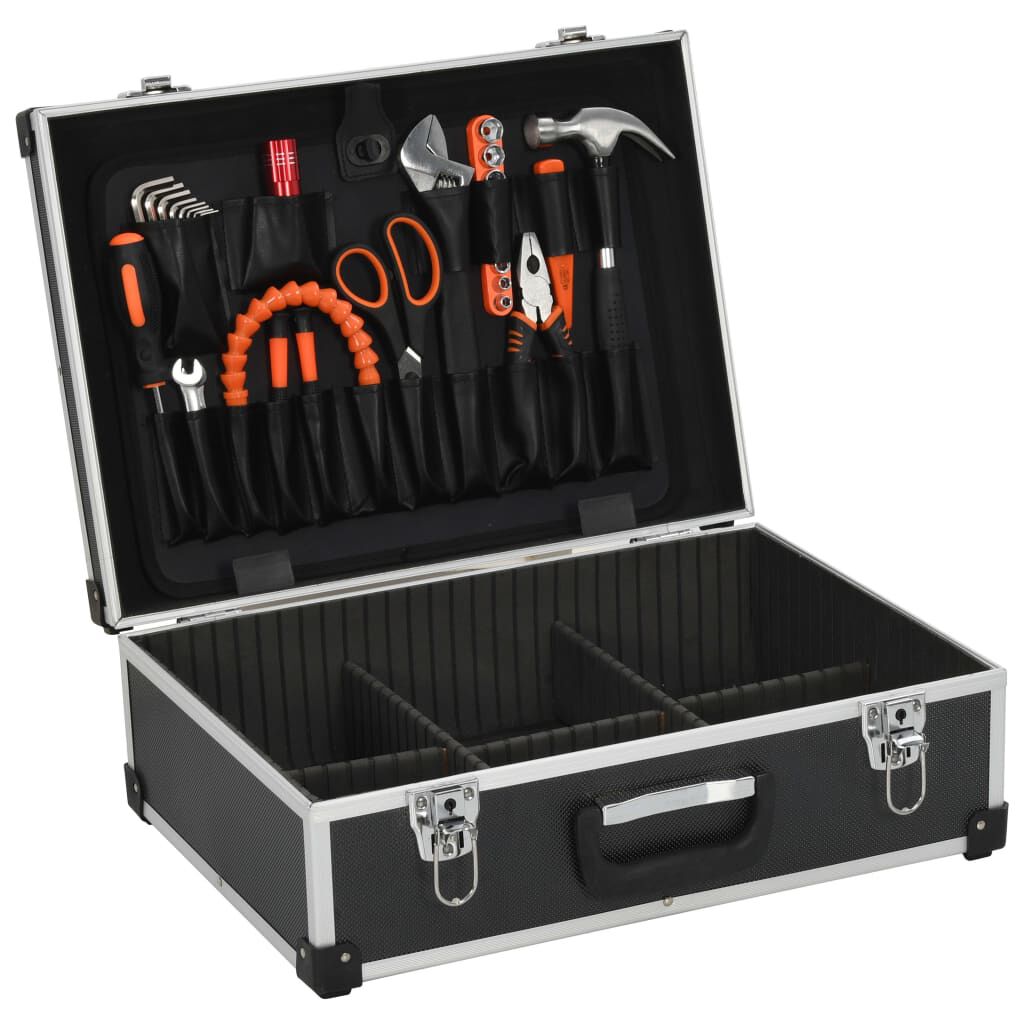 Aluminium Werkzeugkoffer Schwarz 46x33x16 cm stabil und kompakt Aluminium Werkzeugkoffer Schwarz 46x33x16 cm stabil und kompakt