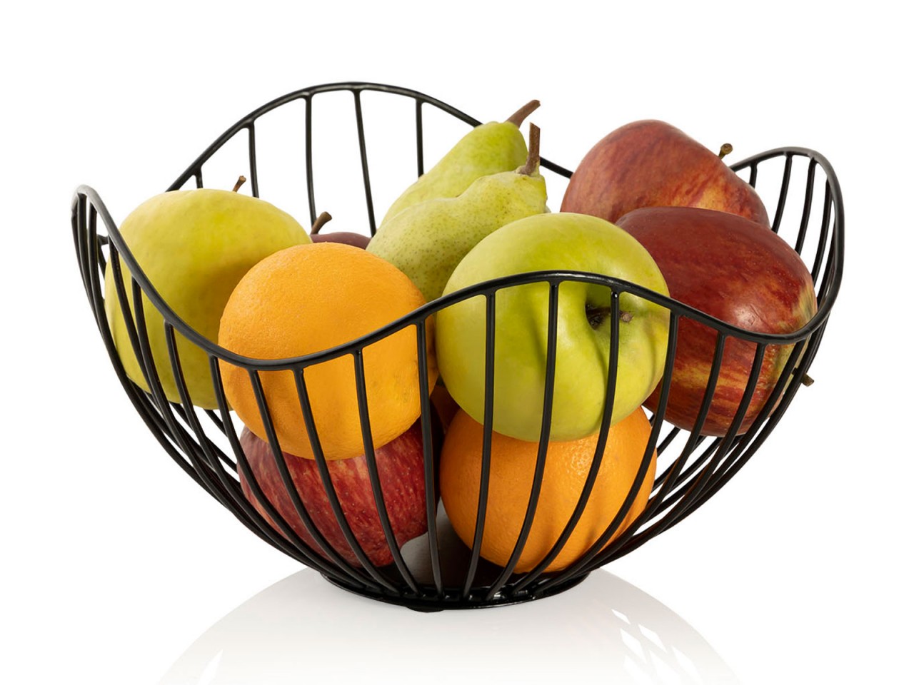Obstkorb Metall ø 25 H 14 cm Brotkorb Set 2 Stück Obstschale Metall schwarz o. gold rund Wave