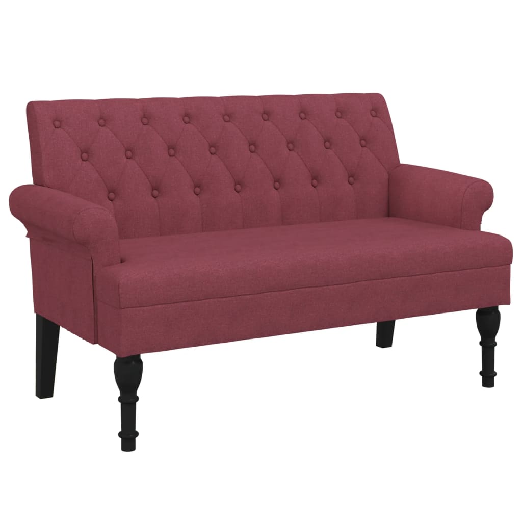 Sitzbank mit Rückenlehne Weinrot 120x62x75,5 cm Stoff Modern & stilvoll