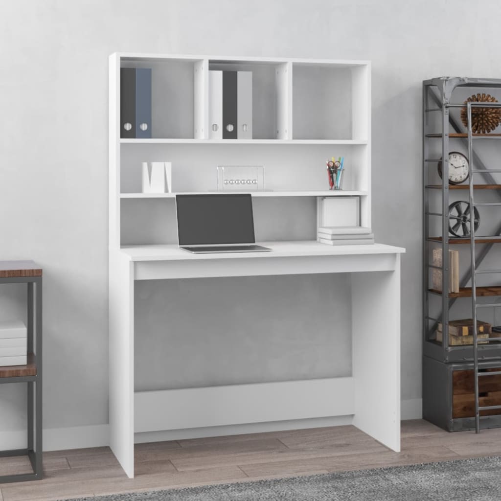 vidaXL Schreibtisch mit Regalen Weiß 102 x 45 x 148 cm Holzwerkstoff
