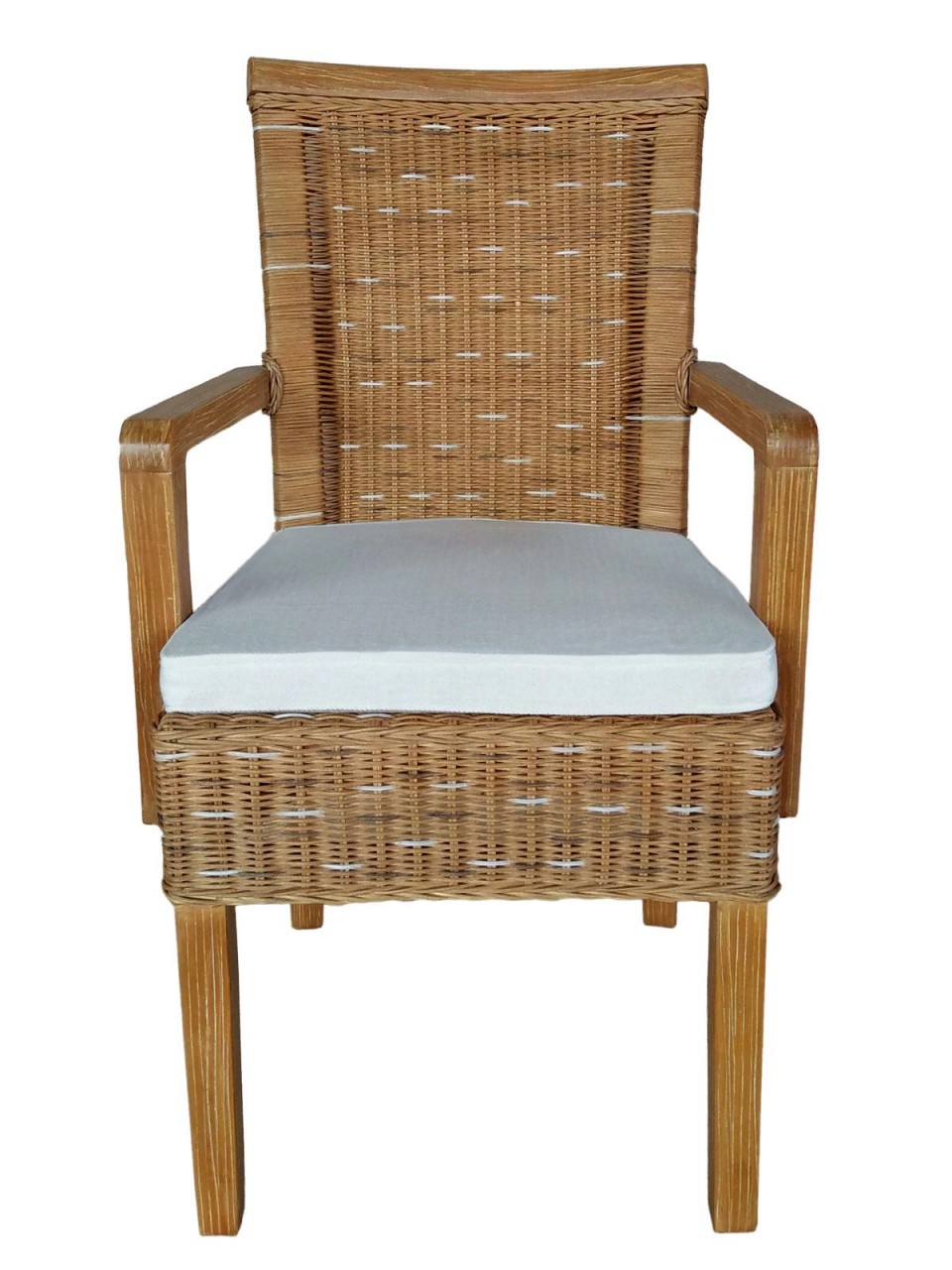 Esszimmer Stühle Set mit Armlehnen 4 Stück Rattanstühle braun Perth Korbstuhl Sessel nachhaltig