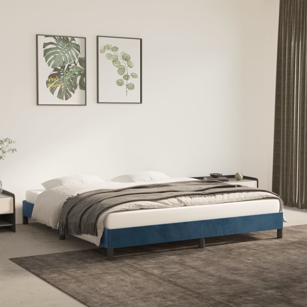 Bettgestell Dunkelblau 180x200 cm aus Samt ohne Matratze elegant gepolstert