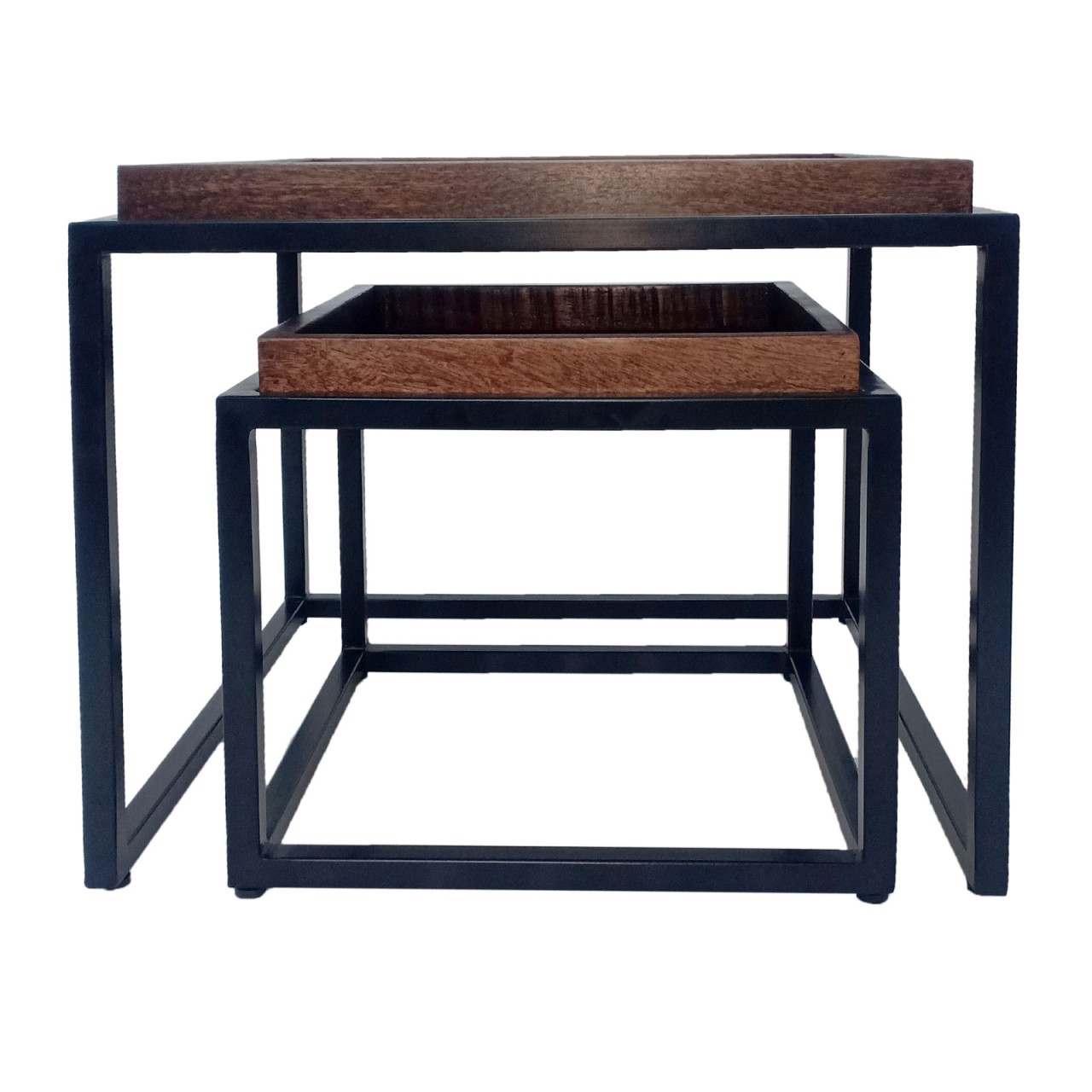 Couchtisch 2er Set quadratisch Satztisch Seattle Metall Gestell