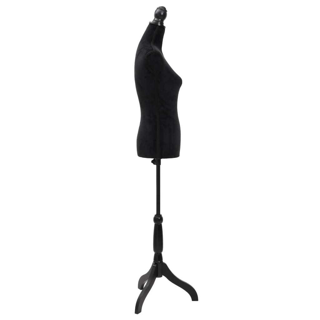 Damen Schneiderbüste Schwarz Samt höhenverstellbar 133-168 cm Schaufenster Deko Muster