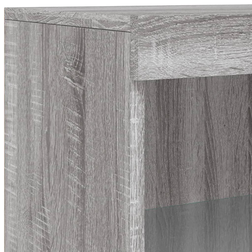 Sideboard Grau Sonoma 60x37x100 cm mit LED Beleuchtung modern gestaltet