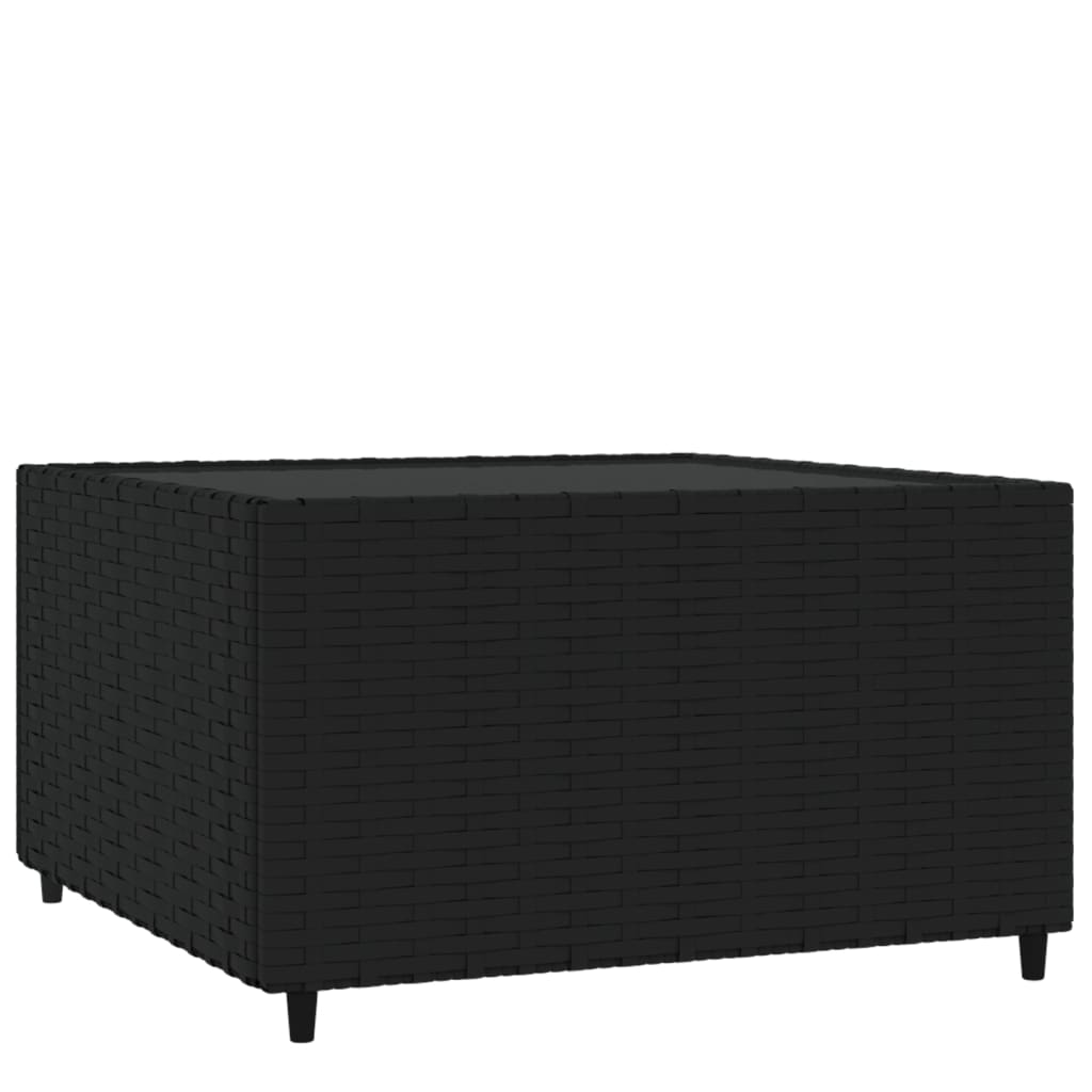 Quadratischer Garten-Couchtisch Schwarz PE-Rattan pulverbeschichteter Stahl 50x50x30 cm Quadratischer Garten-Couchtisch Schwarz PE-Rattan pulverbeschichteter Stahl 50x50x30 cm