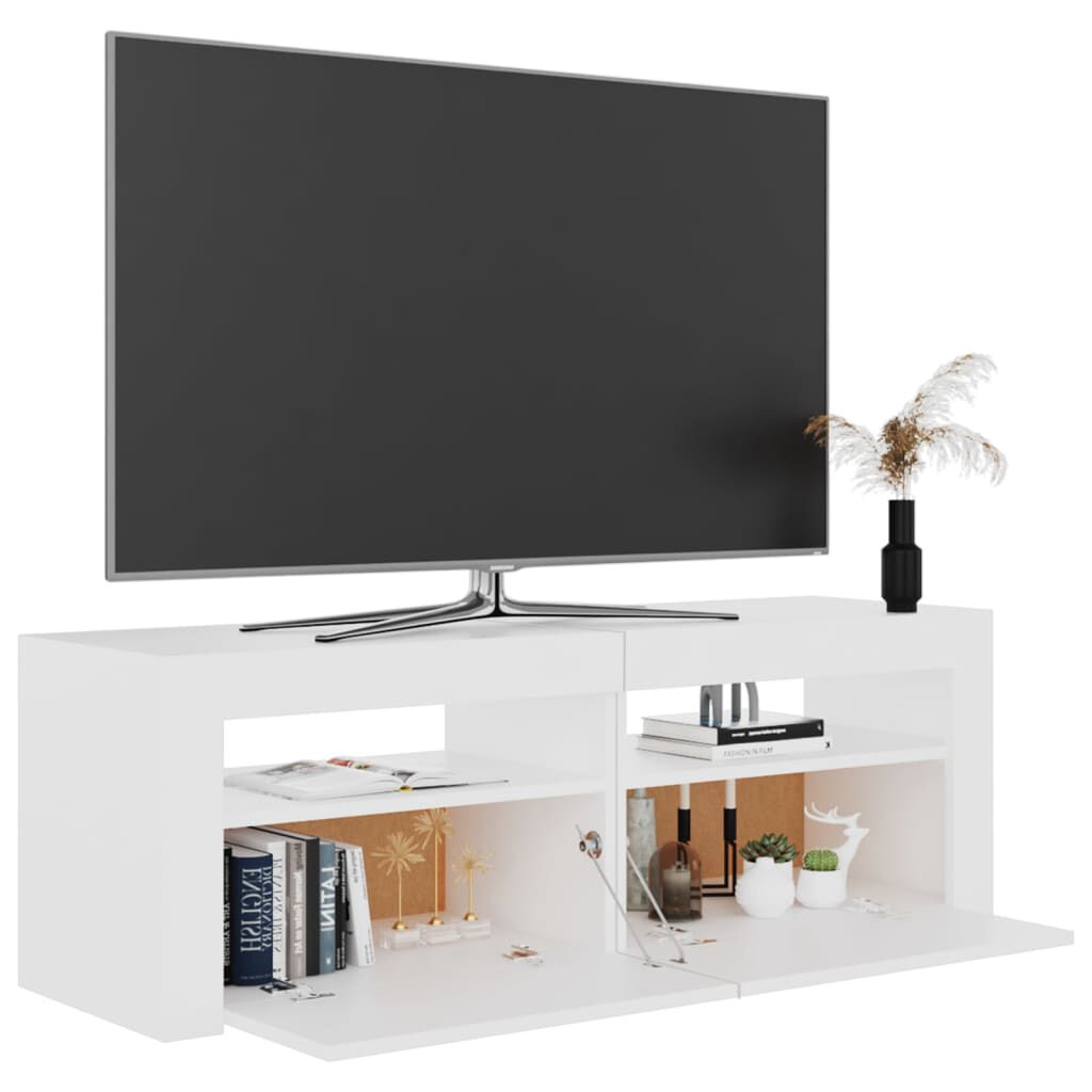 TV-Schrank Weiß 120 x 35 x 40 cm mit LED-Beleuchtung modern schlicht