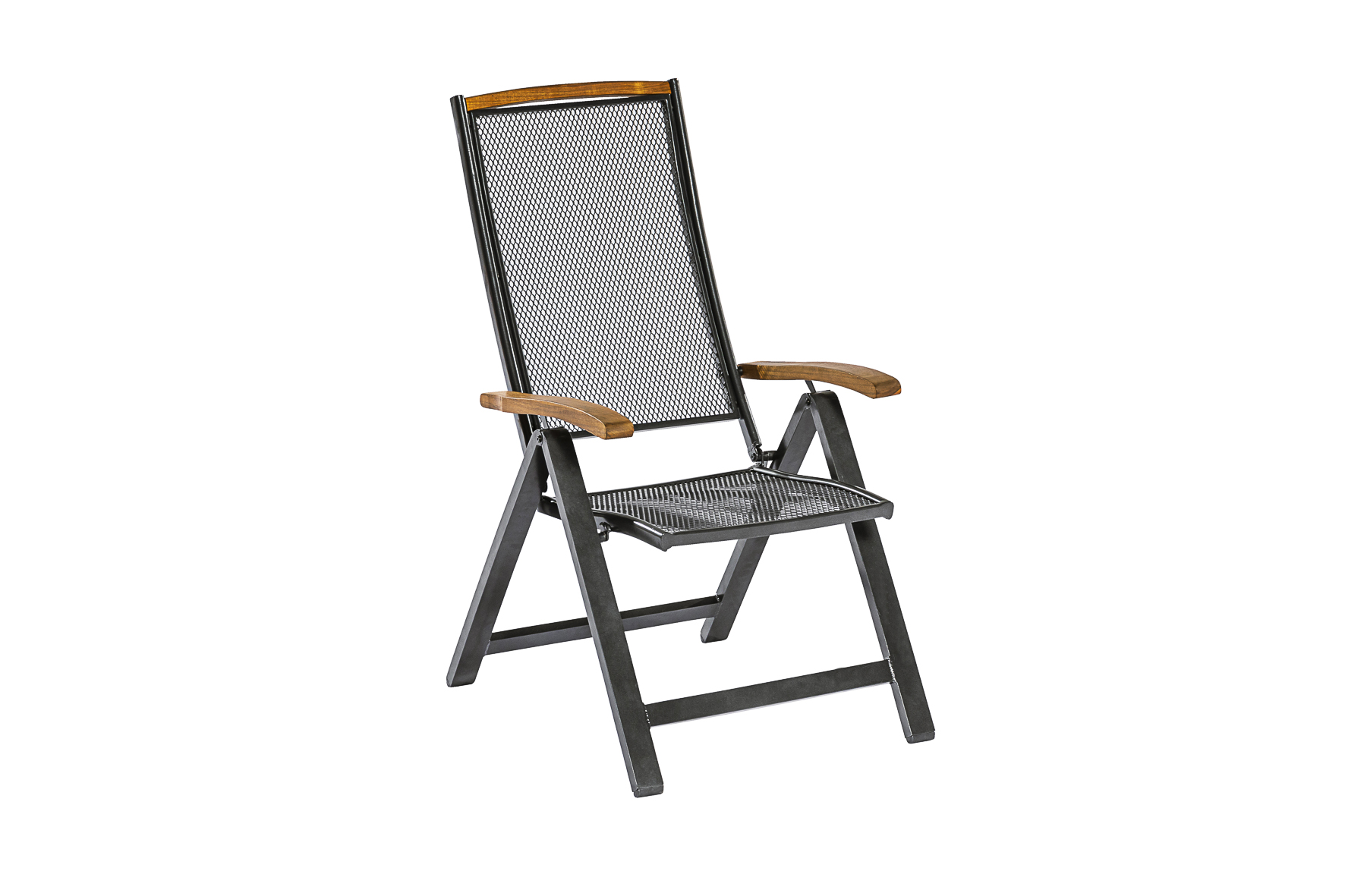 Merxx Tilos Gartenmöbel-Set für 4 Personen – 9-teilig aus Aluminium & FSC® Akazienholz mit Ausziehtisch 150–200 cm, 4 verstellbaren Klappsesseln & grauen Kissen