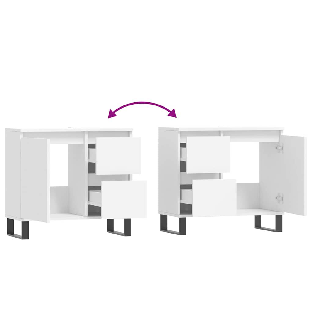 Kompakter Badschrank Weiß 65 x 33 x 60 cm aus Holzwerkstoff modern