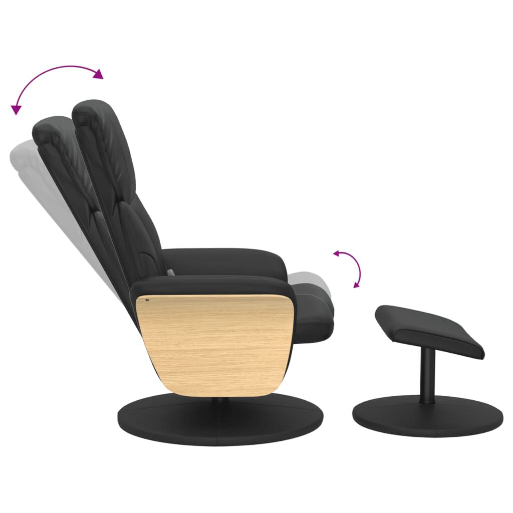 Massagesessel mit Hocker schwarz Kunstleder komfortabel und elegant