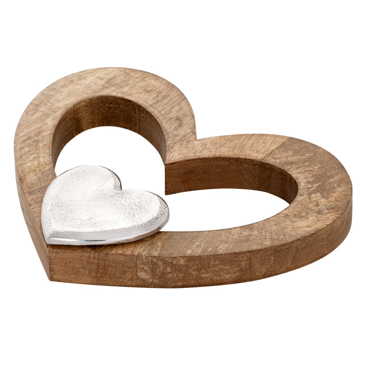 Dekofigur Herz 27x21cm Holzfigur Herzilein Mangoholz Aluminium Dekofigur Herz 27x21cm Holzfigur Herzilein Mangoholz Aluminium