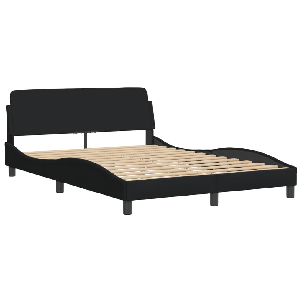Bettgestell Schwarz 140x190 cm aus Stoff ohne Matratze stabil und modern