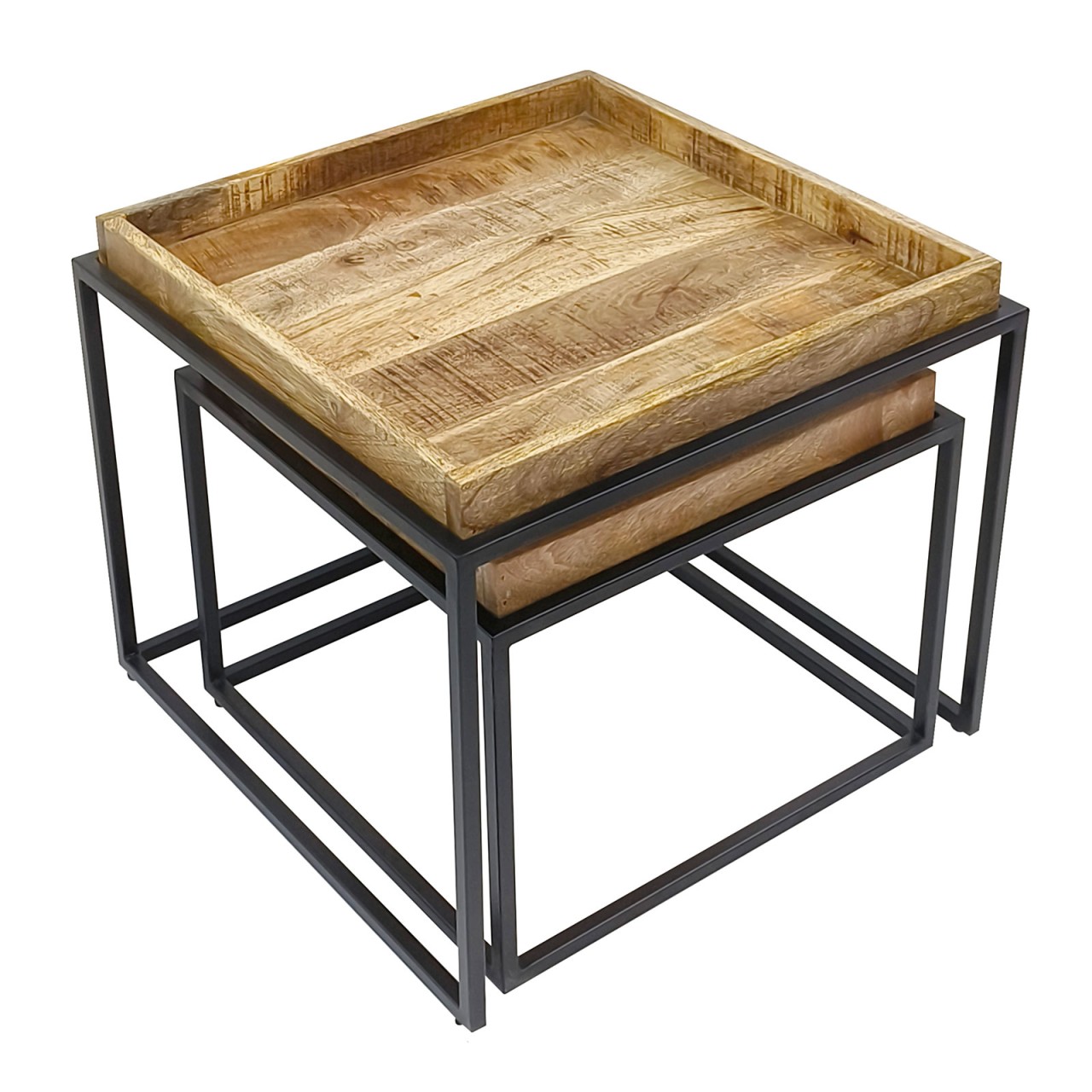 Couchtisch 2er Set quadratisch Satztisch Seattle Metall Gestell