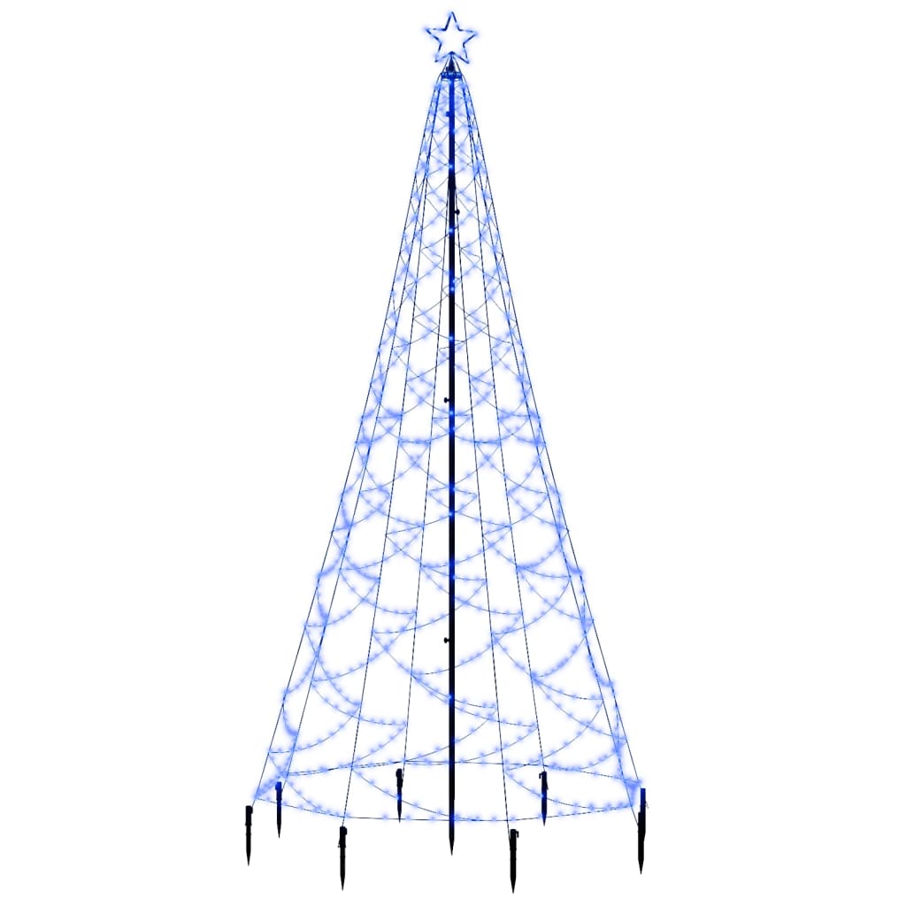 Weihnachtsbaum mit Metallpfosten Weihnachtsdeko 500LEDs Blau 3m Außenbeleuchtung