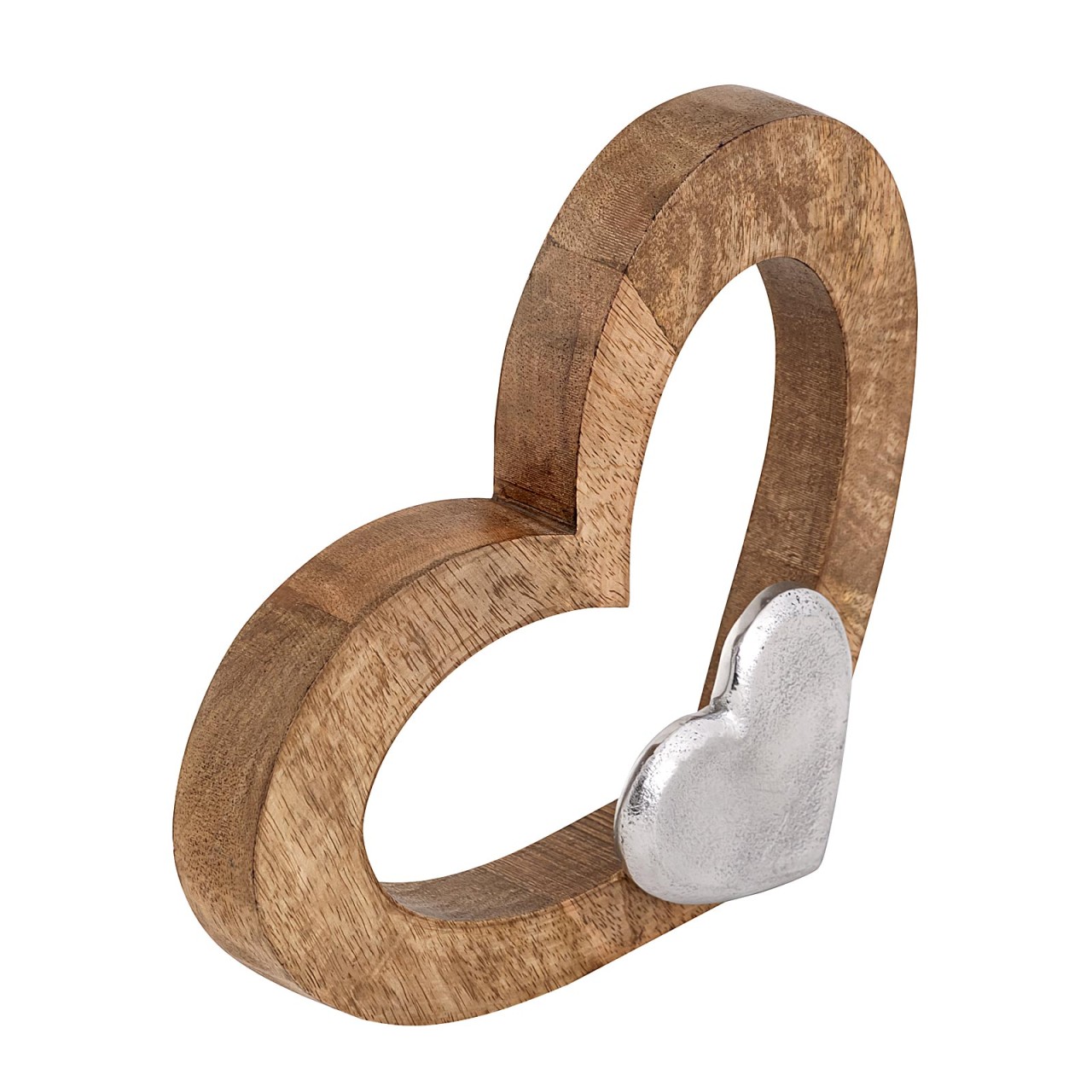 Dekofigur Herz 27x21cm Holzfigur Herzilein Mangoholz Aluminium Dekofigur Herz 27x21cm Holzfigur Herzilein Mangoholz Aluminium