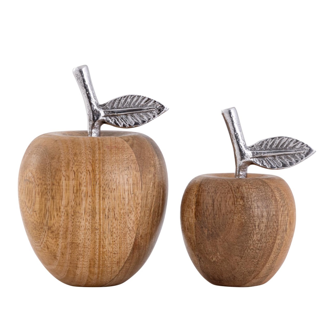 Dekofiguren 2er Set Apfel H15/13x11/9cm Aufsteller Masterbox 12-teilig Mangoholz