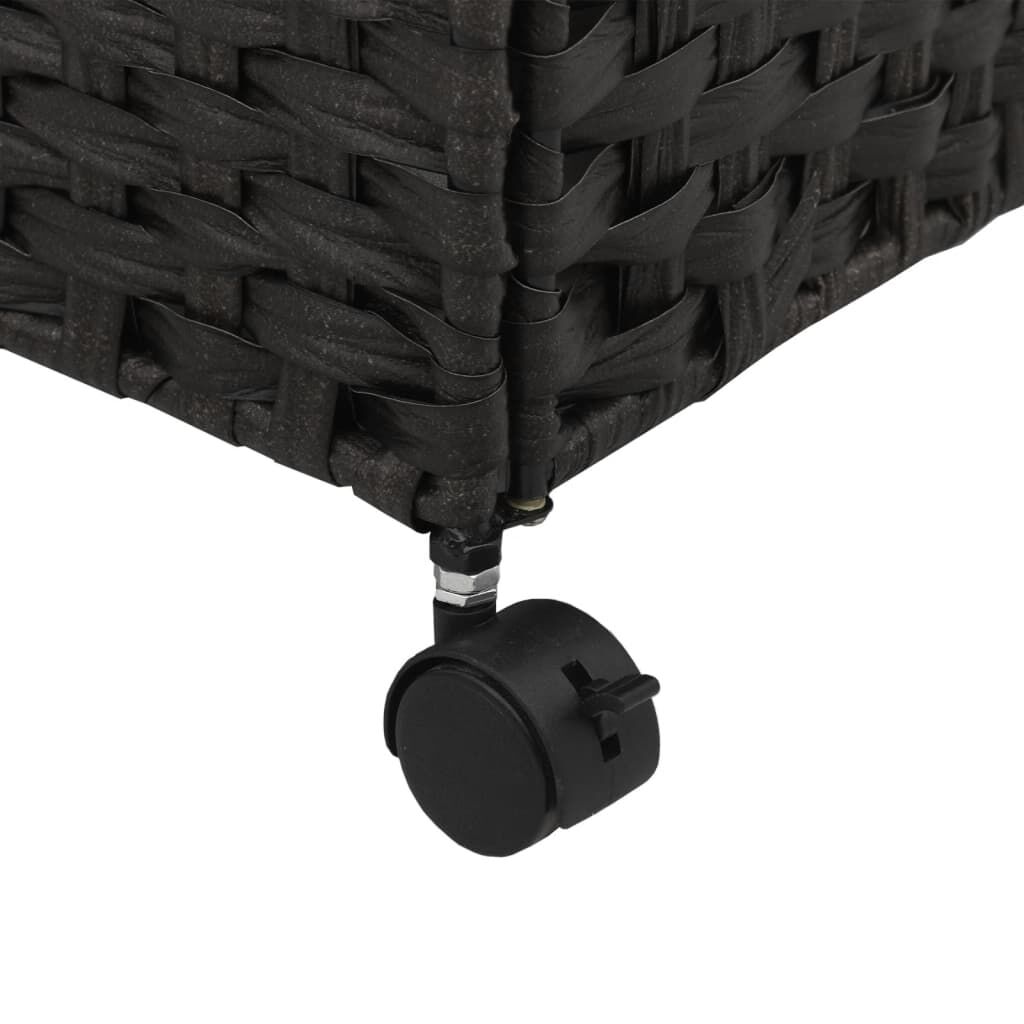Wäschekorb mit Rollen, Rattanoptik, Schwarz, 60 x 35 x 60,5 cm, stabil